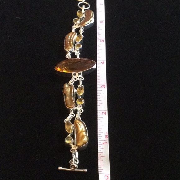 Unusual Citrine & Golden Pearl Bracelet - Picture 9 of 14